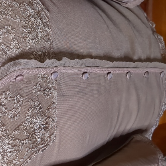 KAPALUA* long sleeve jacket top combo lace detail covered button closure mesh - Picture 6 of 17